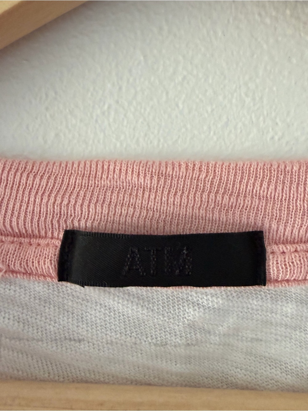 ATM Anthony Thomas Melillo Heathered Pink + White Schoolboy Baseball Tee Shirt - Picture 4 of 9